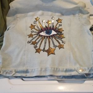 Jean denim jacket with iron patch
